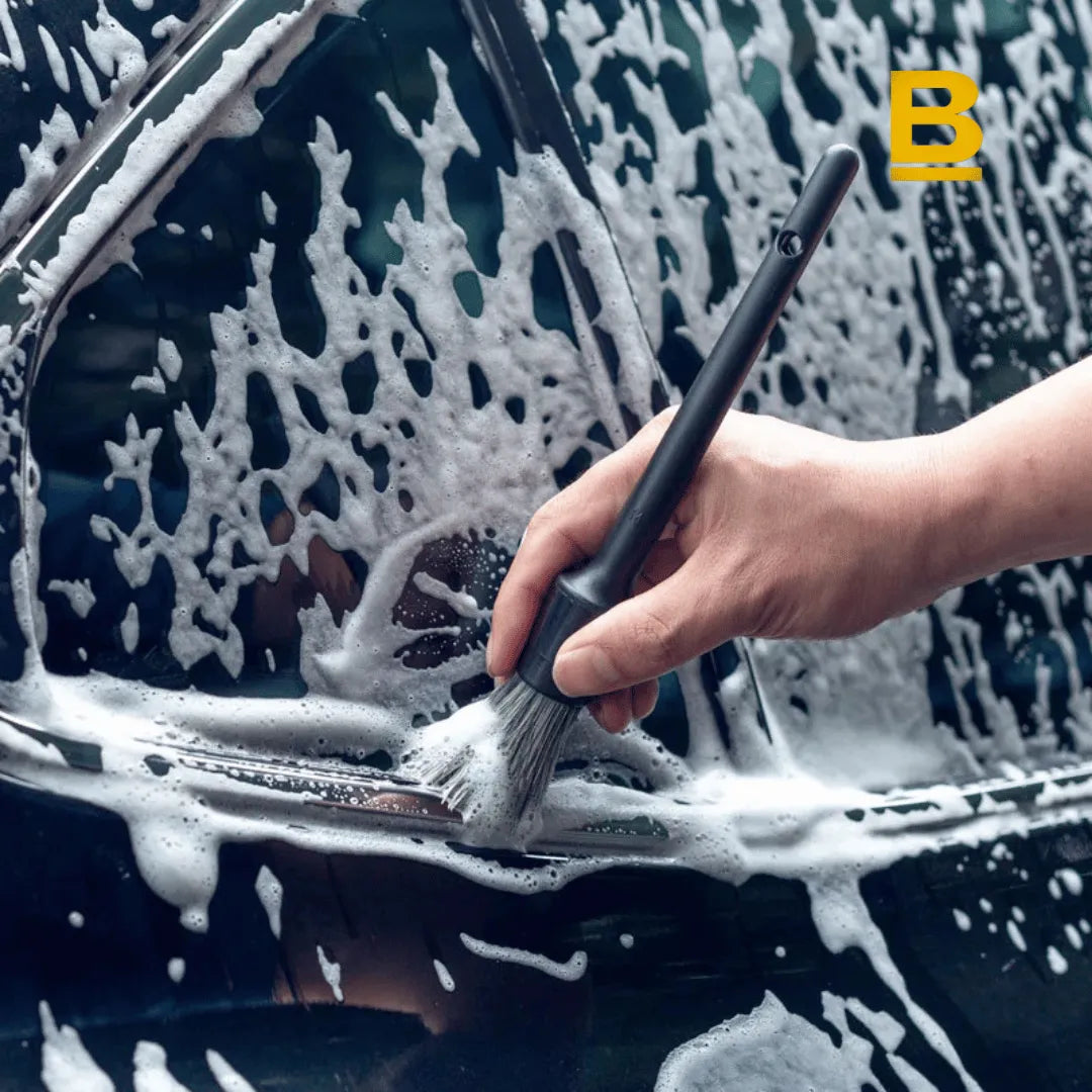 Kit Escovas Premium de Detalhamento Automotivo – Cerdas Naturais para Limpeza Profunda