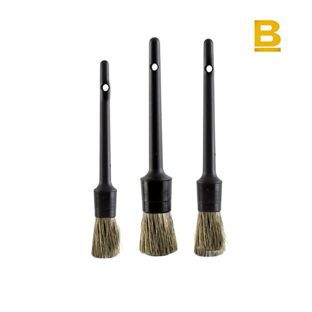 Kit Escovas Premium de Detalhamento Automotivo – Cerdas Naturais para Limpeza Profunda