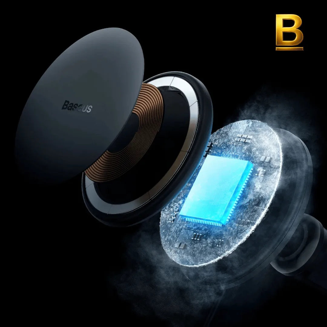 Carregador Veicular Wireless Magnético Baseus 15W – Suporte Rápido com Fixação Segura para iPhone, Samsung e Smartphones com Carregamento por Indução