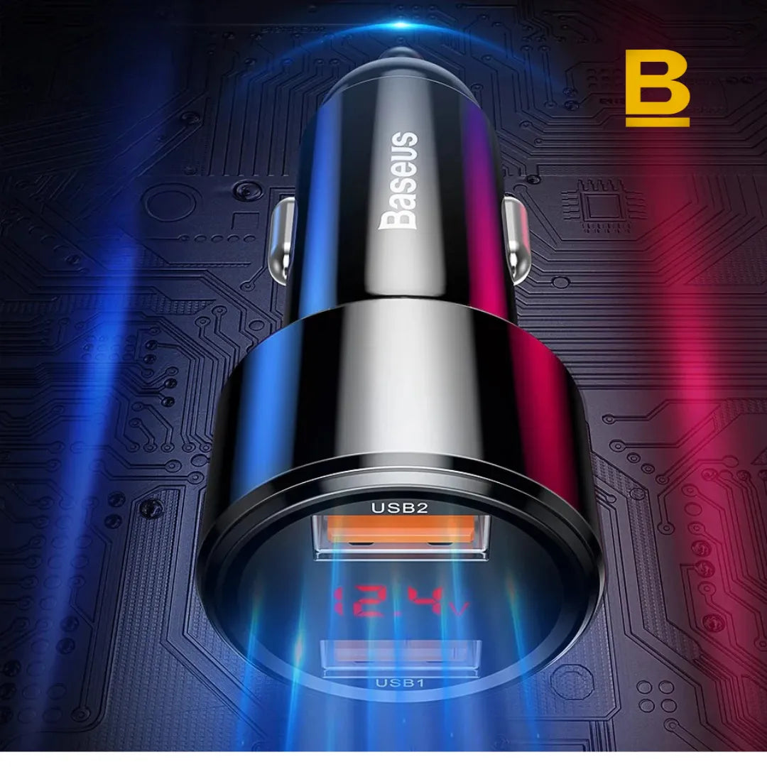 Carregador Veicular Rápido 45W USB + Tipo-C com PD e QC 4.0 – Turbo Power para Celulares, Tablets e Notebooks