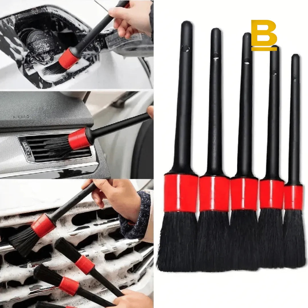 Kit Escovas de Detalhamento Automotivo 5x – Cerdas Macias para Painel, Rodas e Interior