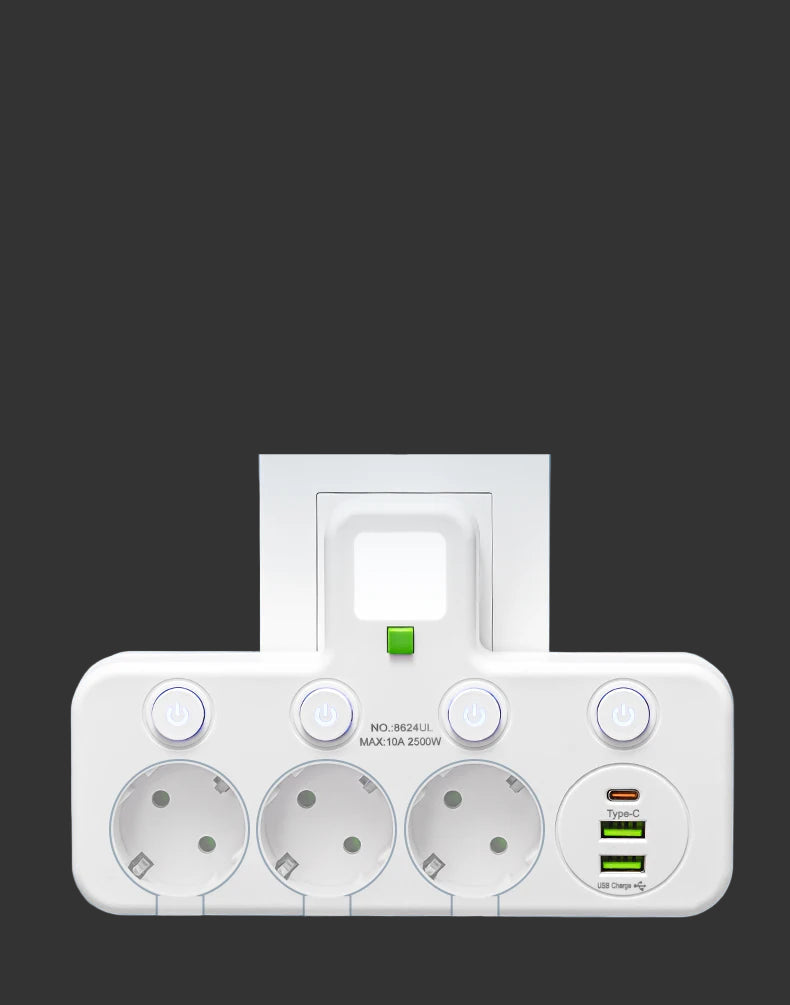 ADAPTADOR DE TOMADA 3 EM 1 USB E TIPO-C - RC132