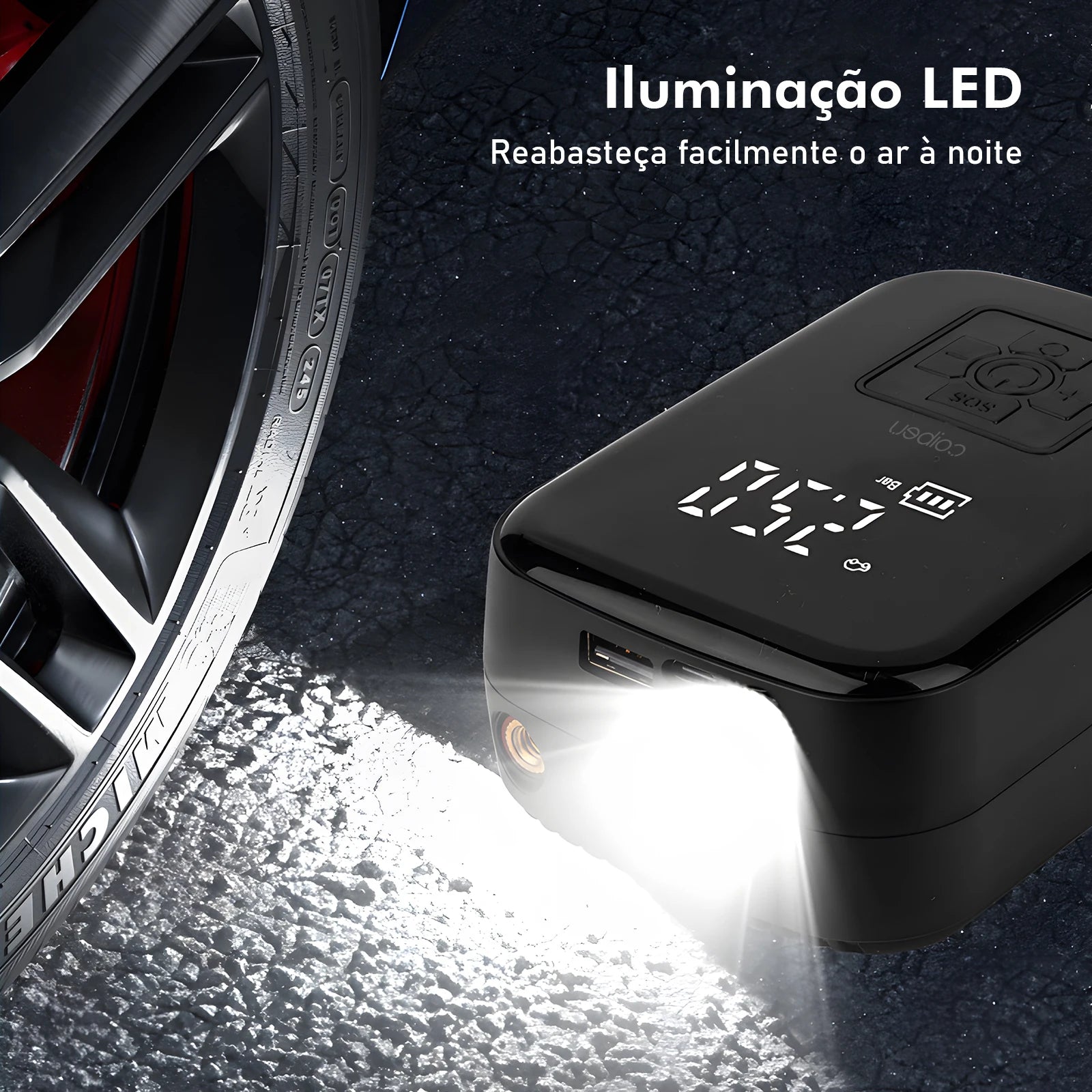 COMPRESSOR DE AR DIGITAL PORTÁTIL (CALIBRADOR DE PNEUS) - RC16