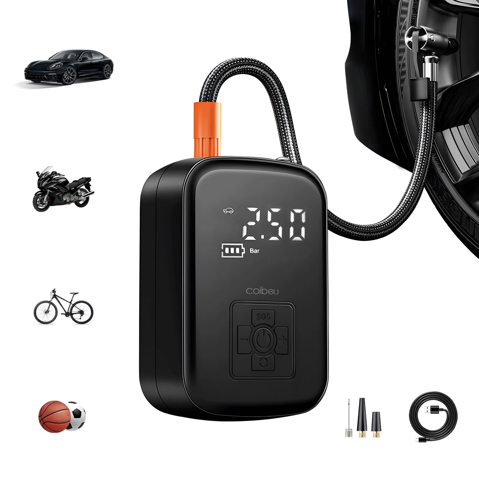 COMPRESSOR DE AR DIGITAL PORTÁTIL (CALIBRADOR DE PNEUS) - RC16